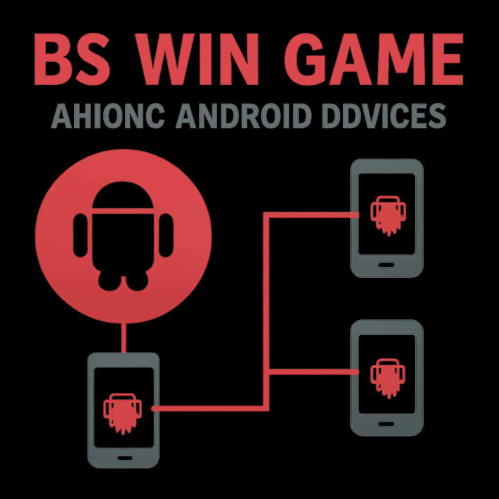 Illustration of the installation steps for BS Win Game on Android.
