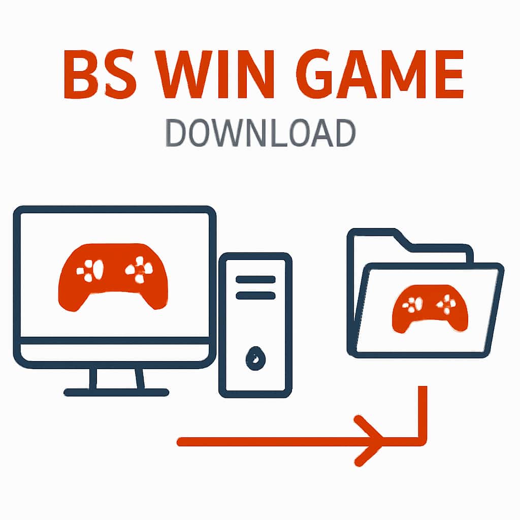 Illustration explaining BS Win Game Download steps.
