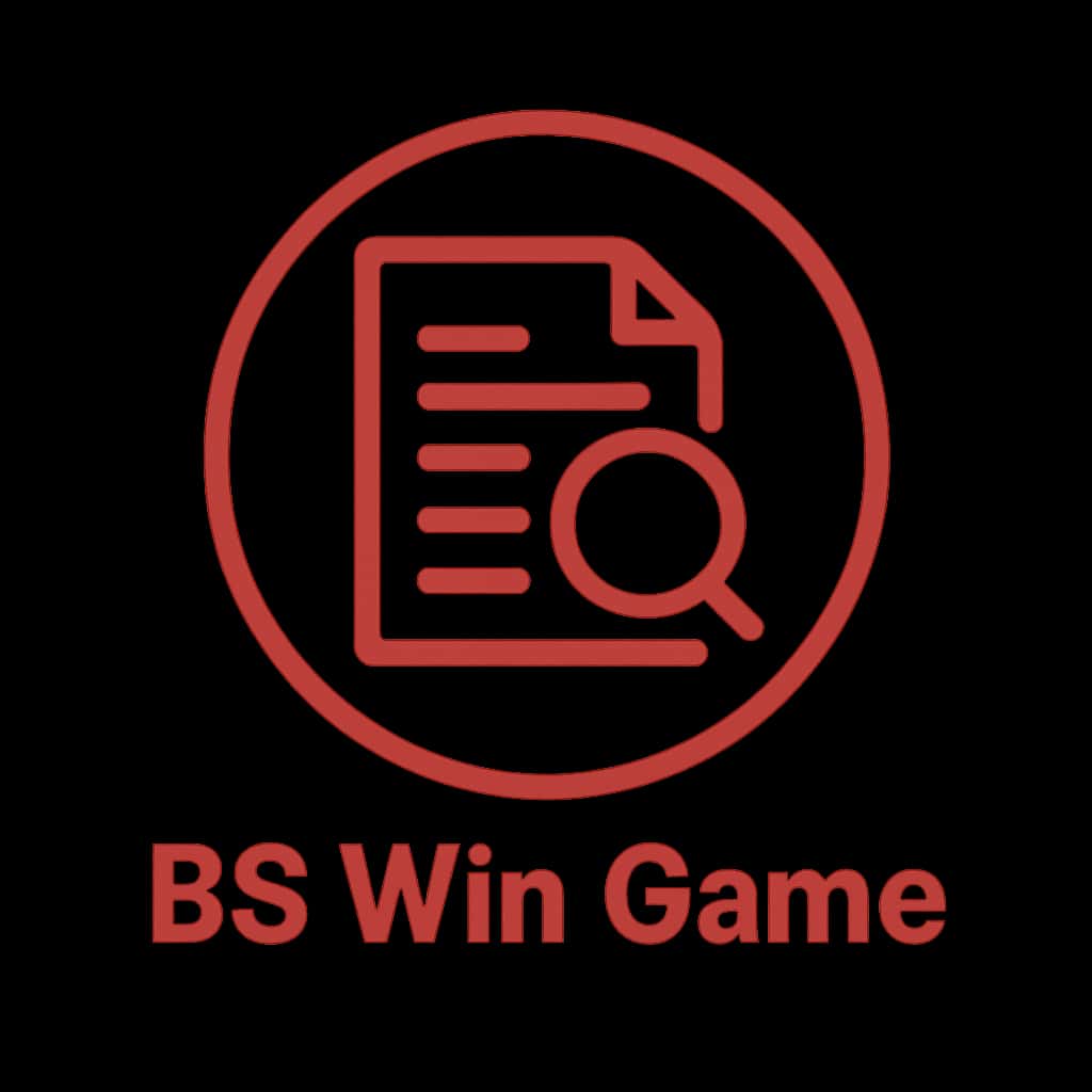 A badge design showcasing the text 'BS Win Game' in a professional style.