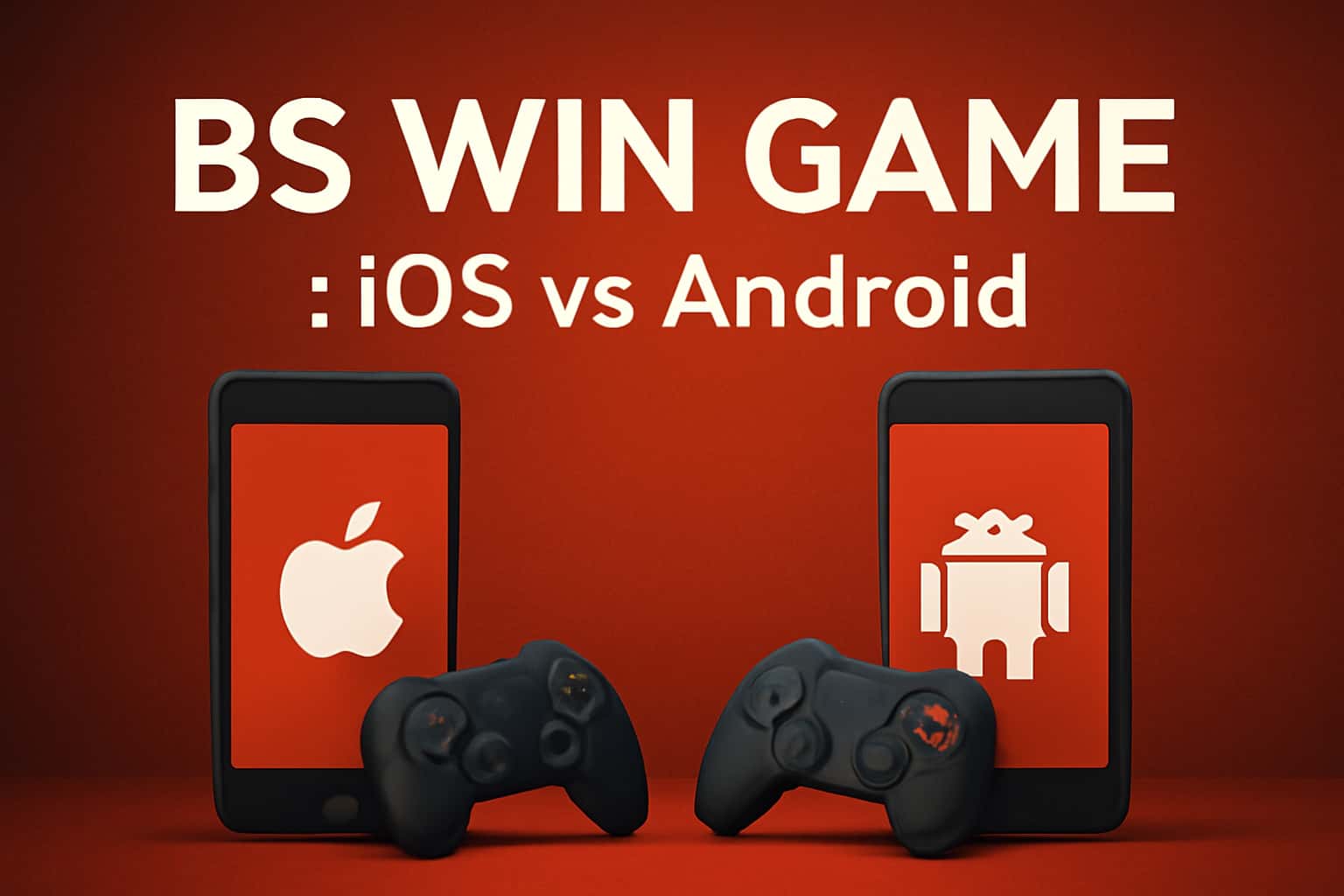 An informative image comparing BS Win Game on iOS and Android.