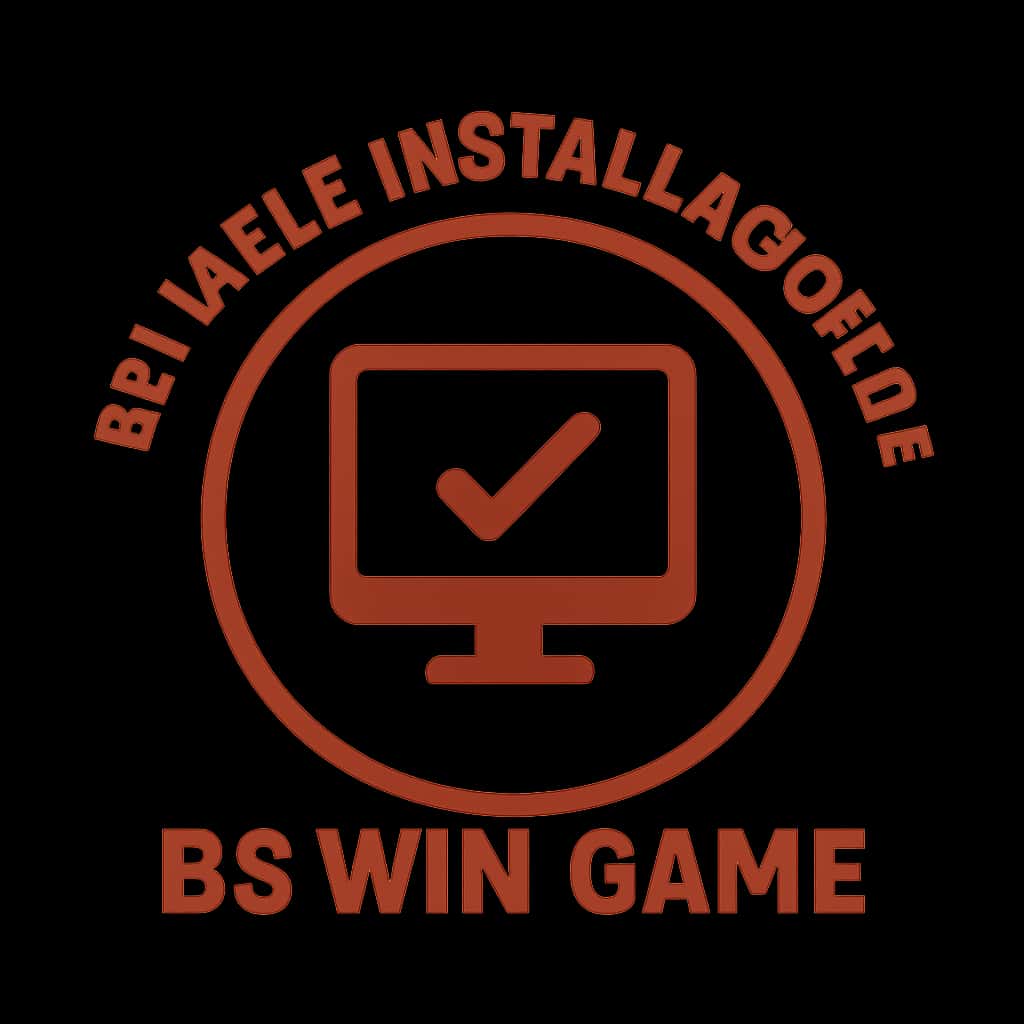 A badge icon illustrating the installation of BS Win Game.