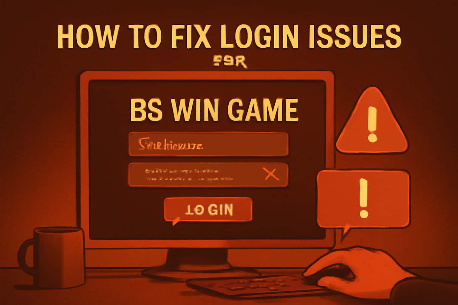 Informational graphic about fixing login issues for BS Win Game.