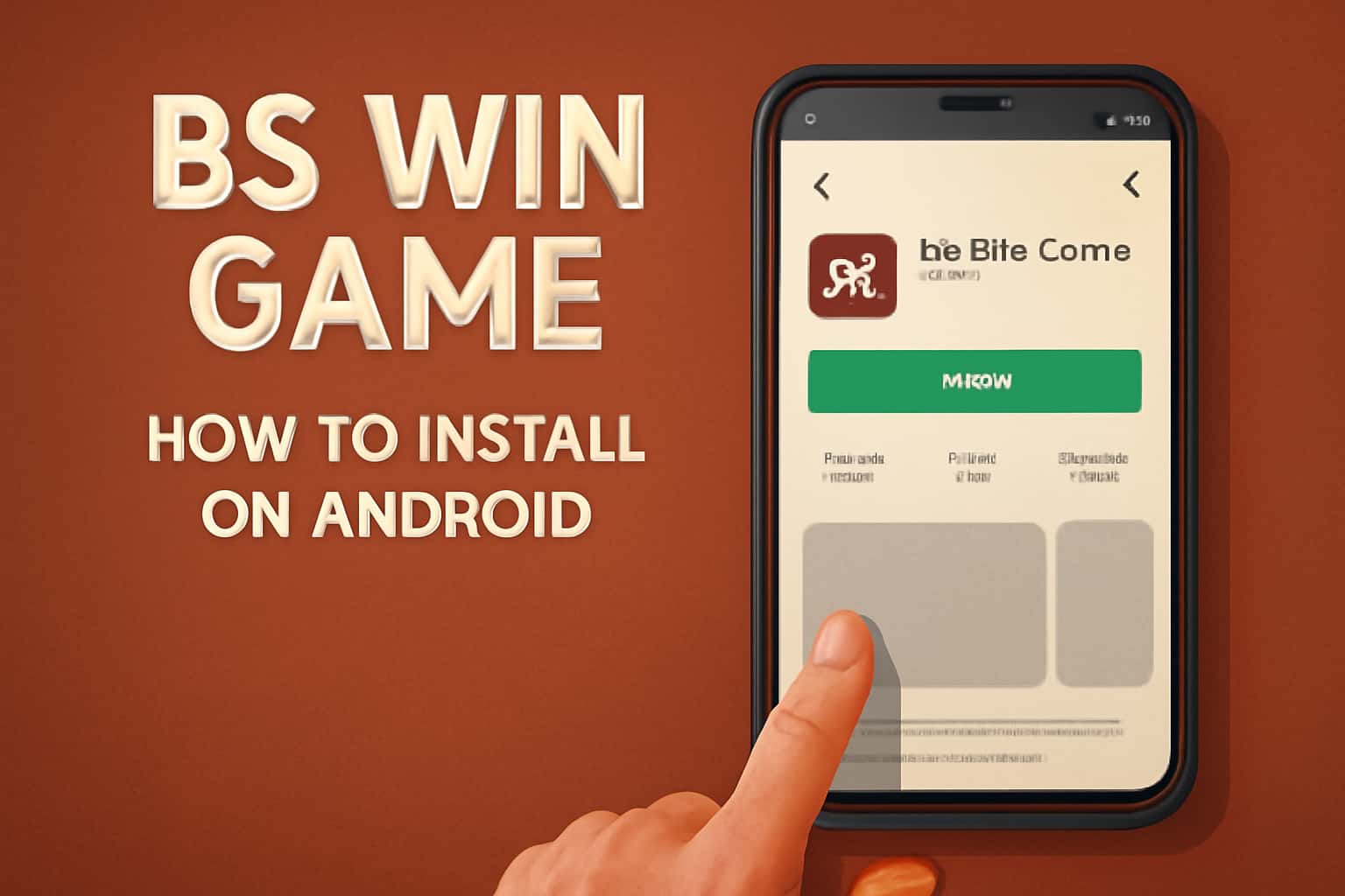 An instructional graphic depicting the installation process for BS Win Game on Android.