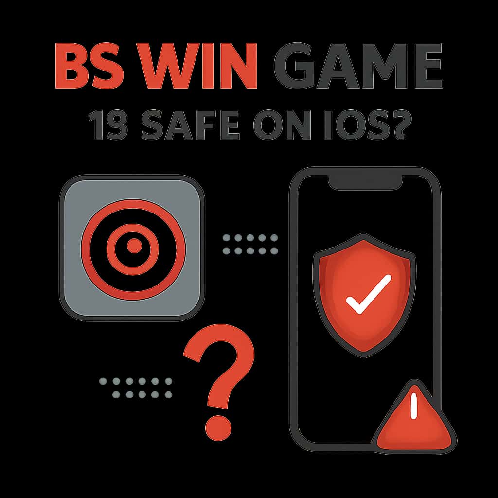 Infographic detailing the safety measures of BS Win Game on iOS.