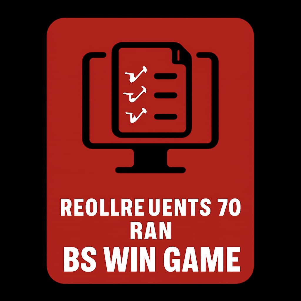 Minimal icon representing the requirements for BS Win Game, featuring the text 'BS Win Game'.